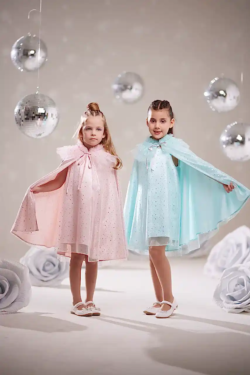 Kız Çocuk Yıldız Desenli Işıltılı Tül Pelerin