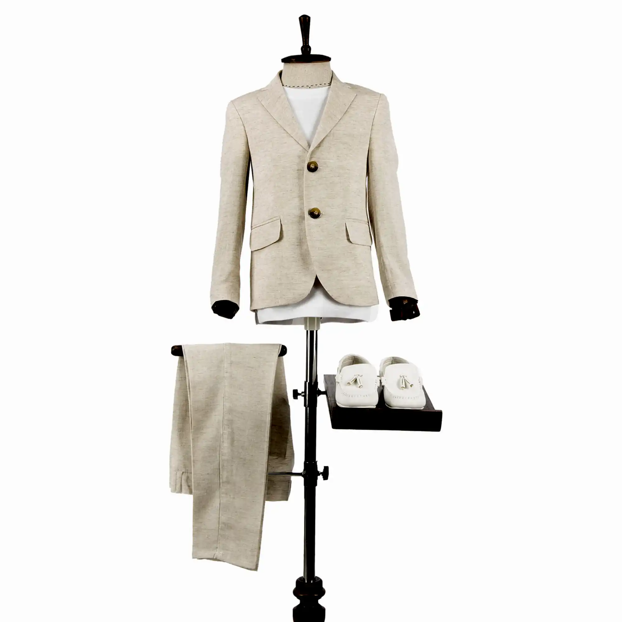 Bej Renkli Keten Çocuk Takım Elbise – Aslı Türkoğlu Kids Atelier