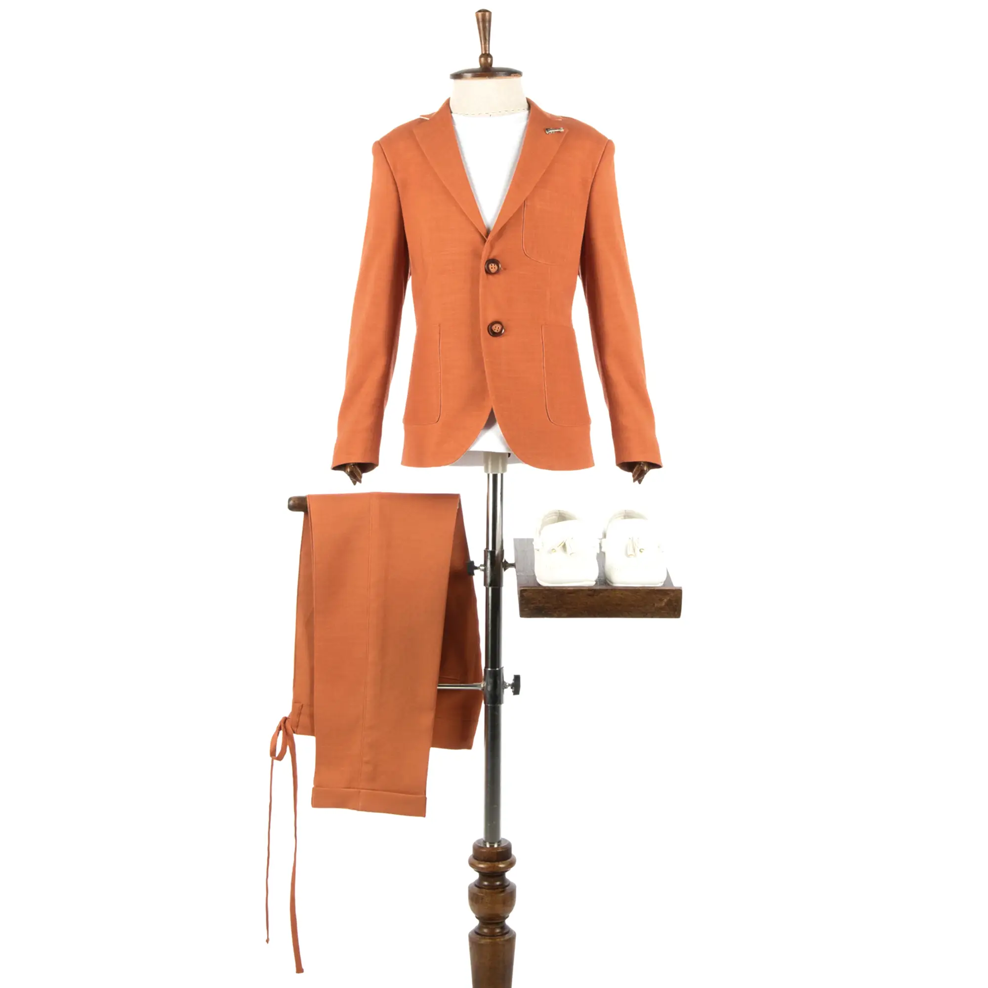 Kiremit Rengi Erkek Çocuk Takım Elbise 1-14 Yaş Keten Yazlık