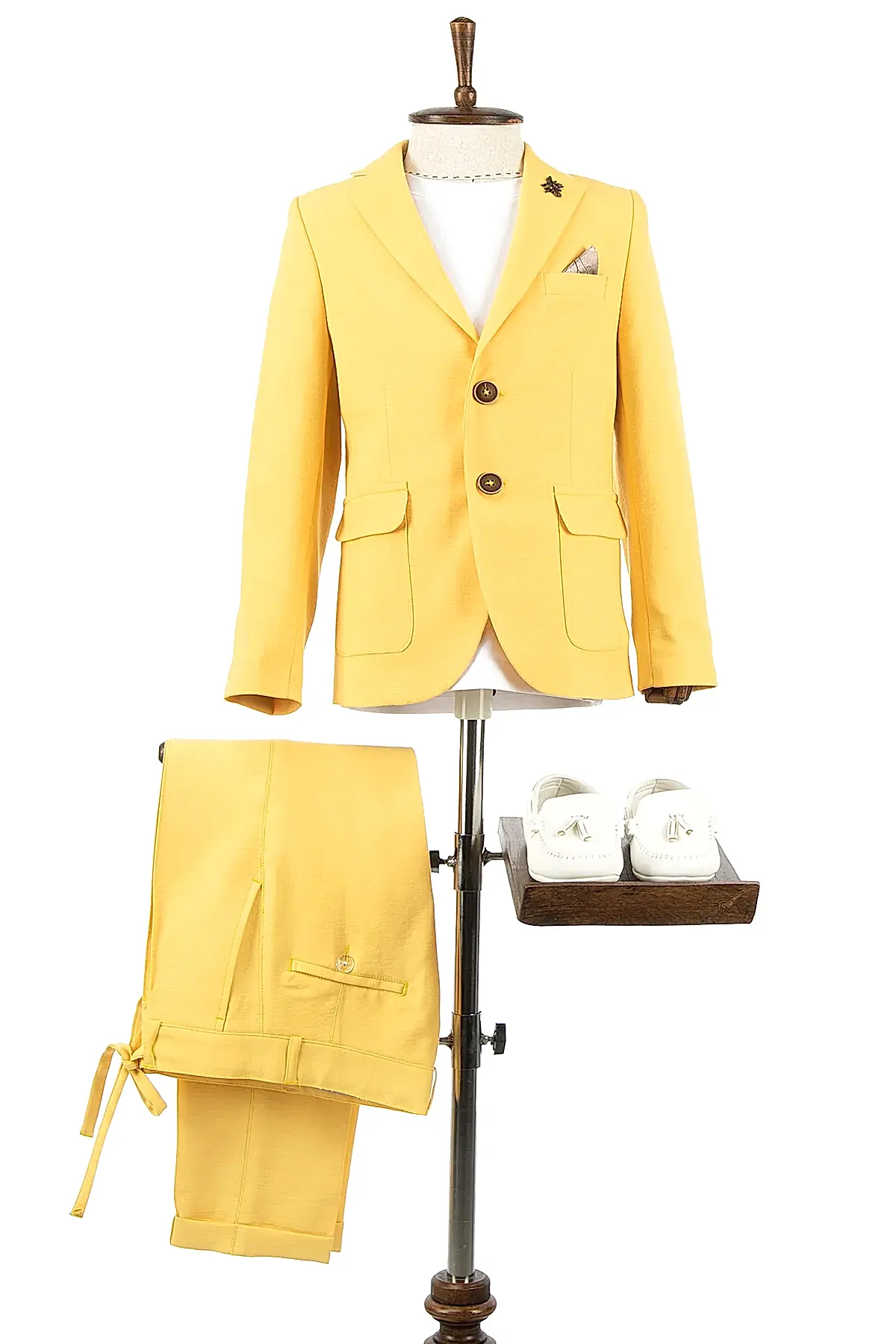 Sarı Keten Erkek Çocuk Takım Elbise | 1-14 Yaş Yazlık Şık Set