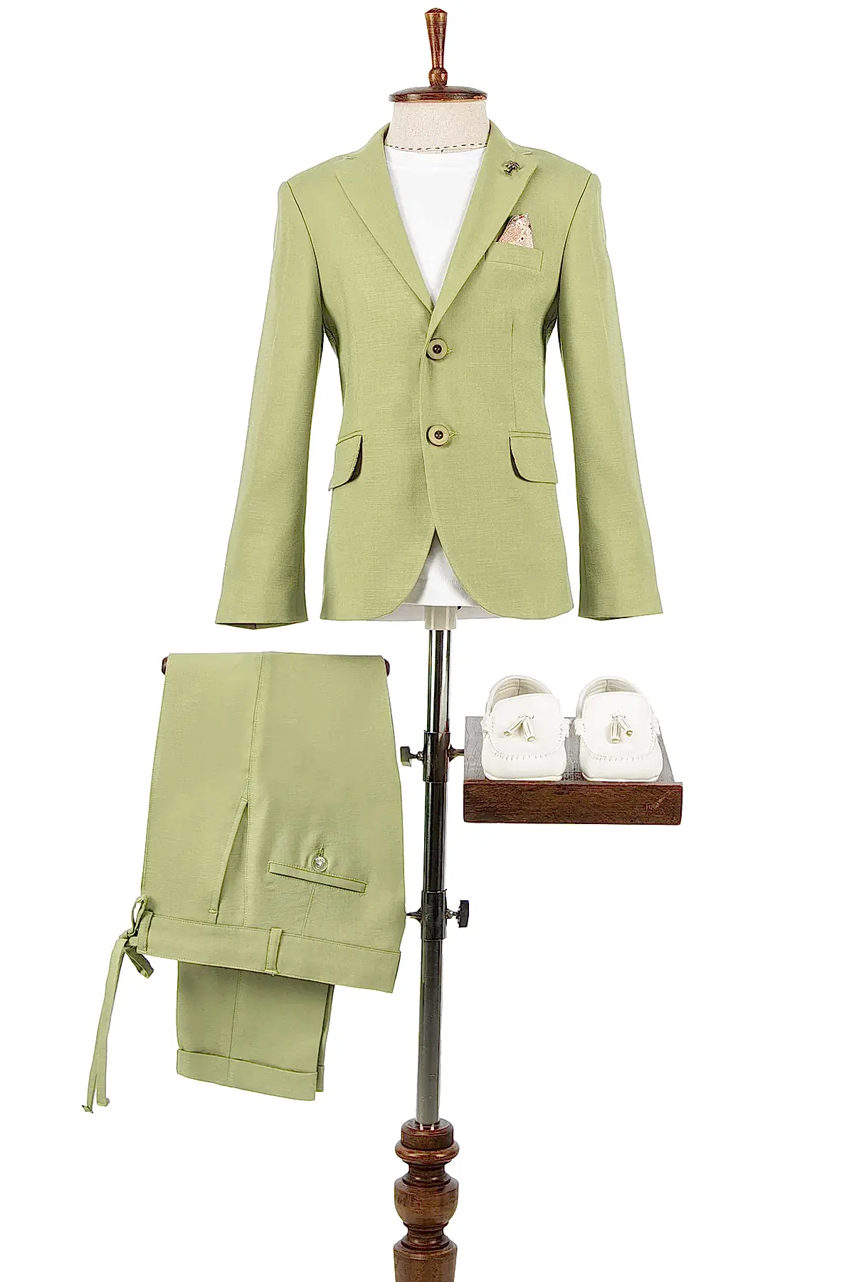 Yeşil Keten Çocuk Takım Elbise | 1-14 Yaş Erkek Yazlık Şık Set