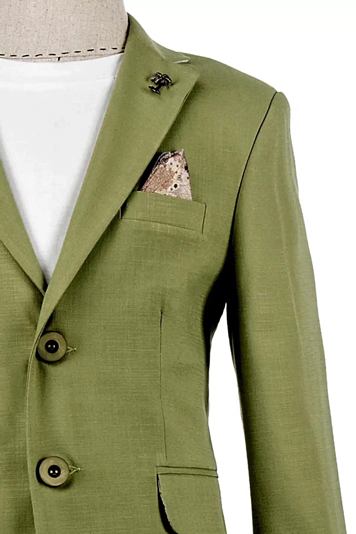 Yeşil Keten Çocuk Şort Ceket Tişört Seti | 1-14 Yaş Erkek Yazlık Takım