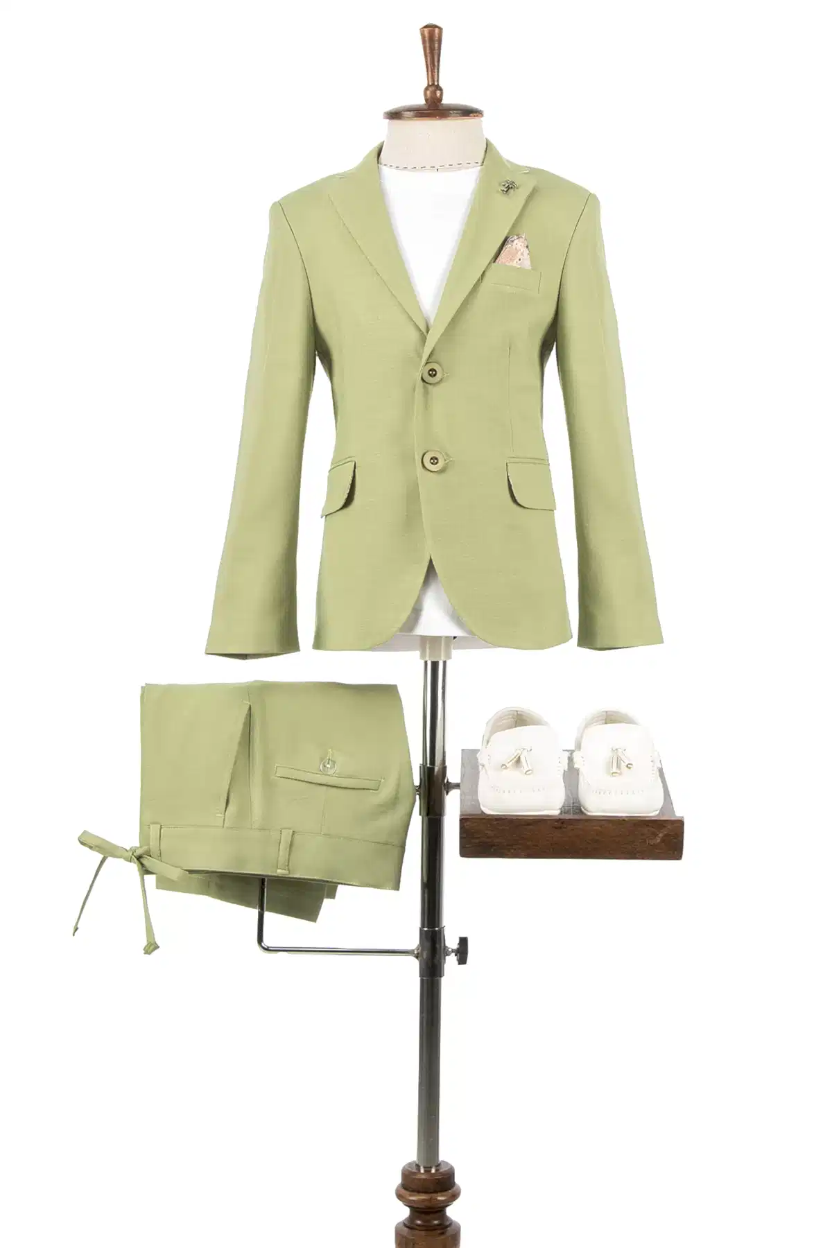 Yeşil Keten Çocuk Şort Ceket Tişört Seti | 1-14 Yaş Erkek Yazlık Takım