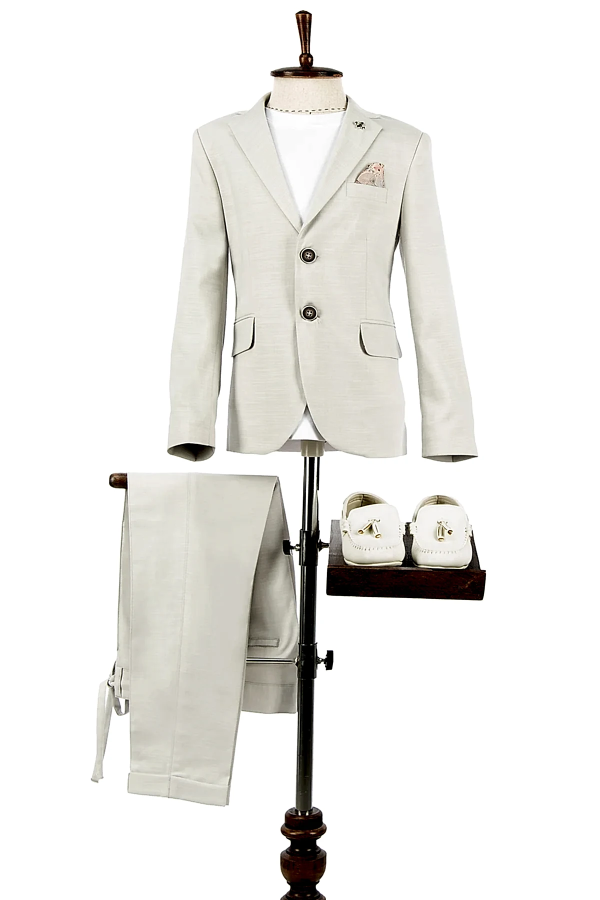 Açık Gri Keten Çocuk Takım Elbise | 1-14 Yaş Erkek Yazlık Set