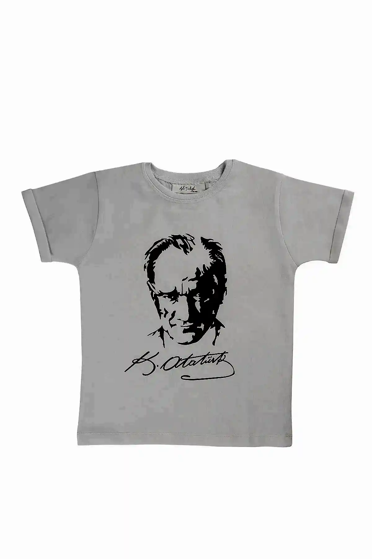 Atatürk Baskılı Beyaz Çocuk Tişört | %100 Pamuk 3-10 Yaş