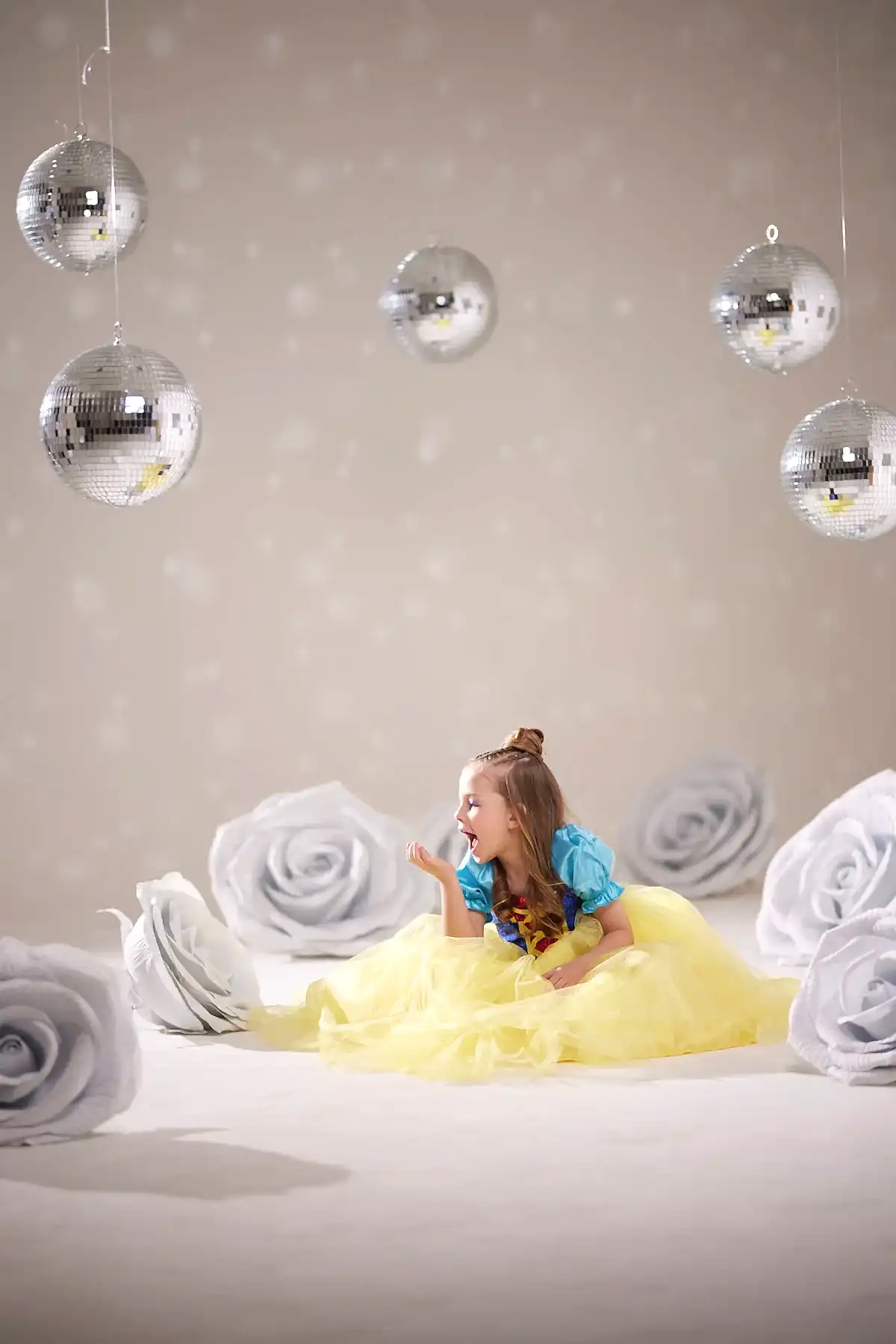 Kız Çocuk Pamuk Prenses Kostümü Tüllü Tarlatanlı Abiye