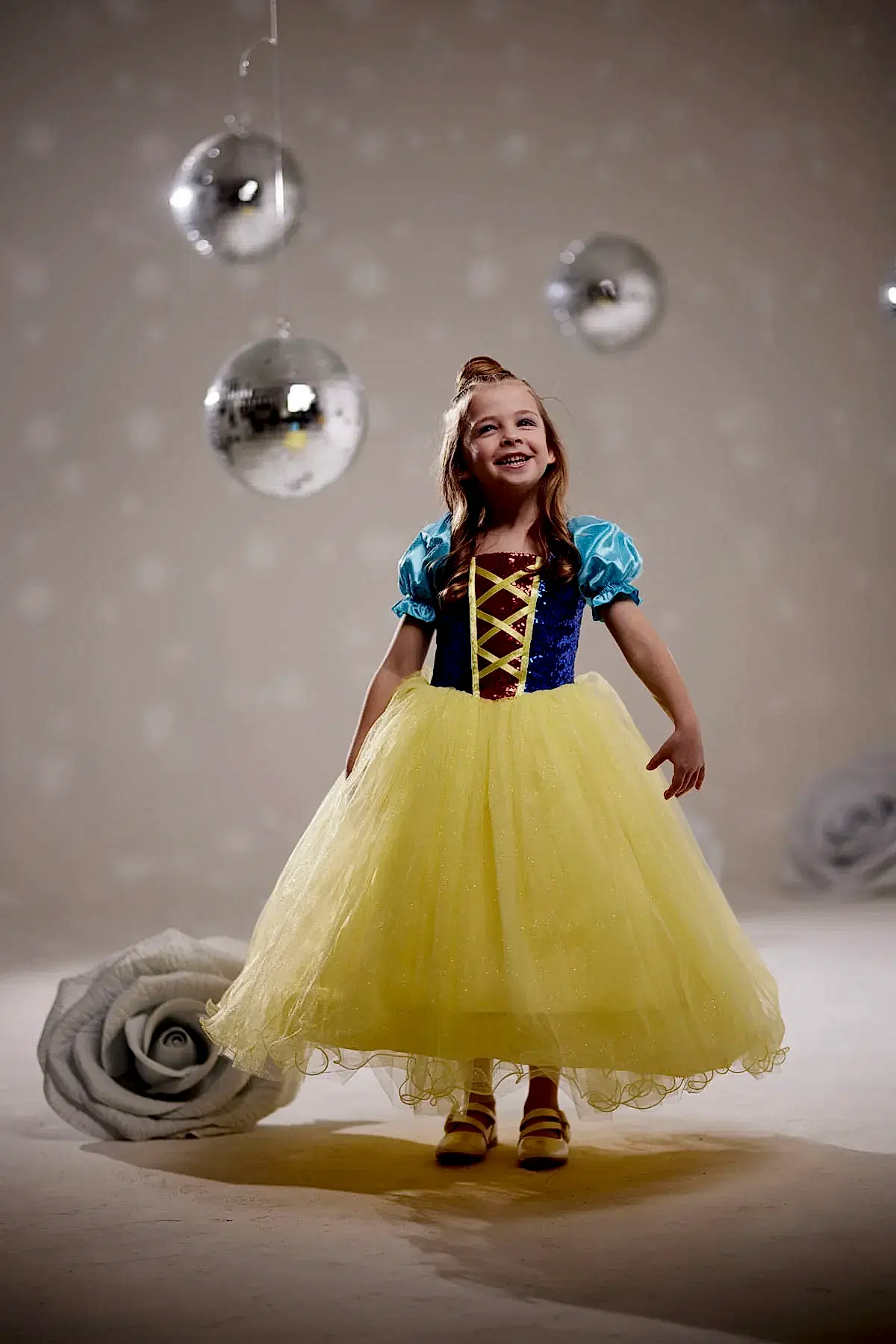 Kız Çocuk Pamuk Prenses Kostümü Tüllü Tarlatanlı Abiye