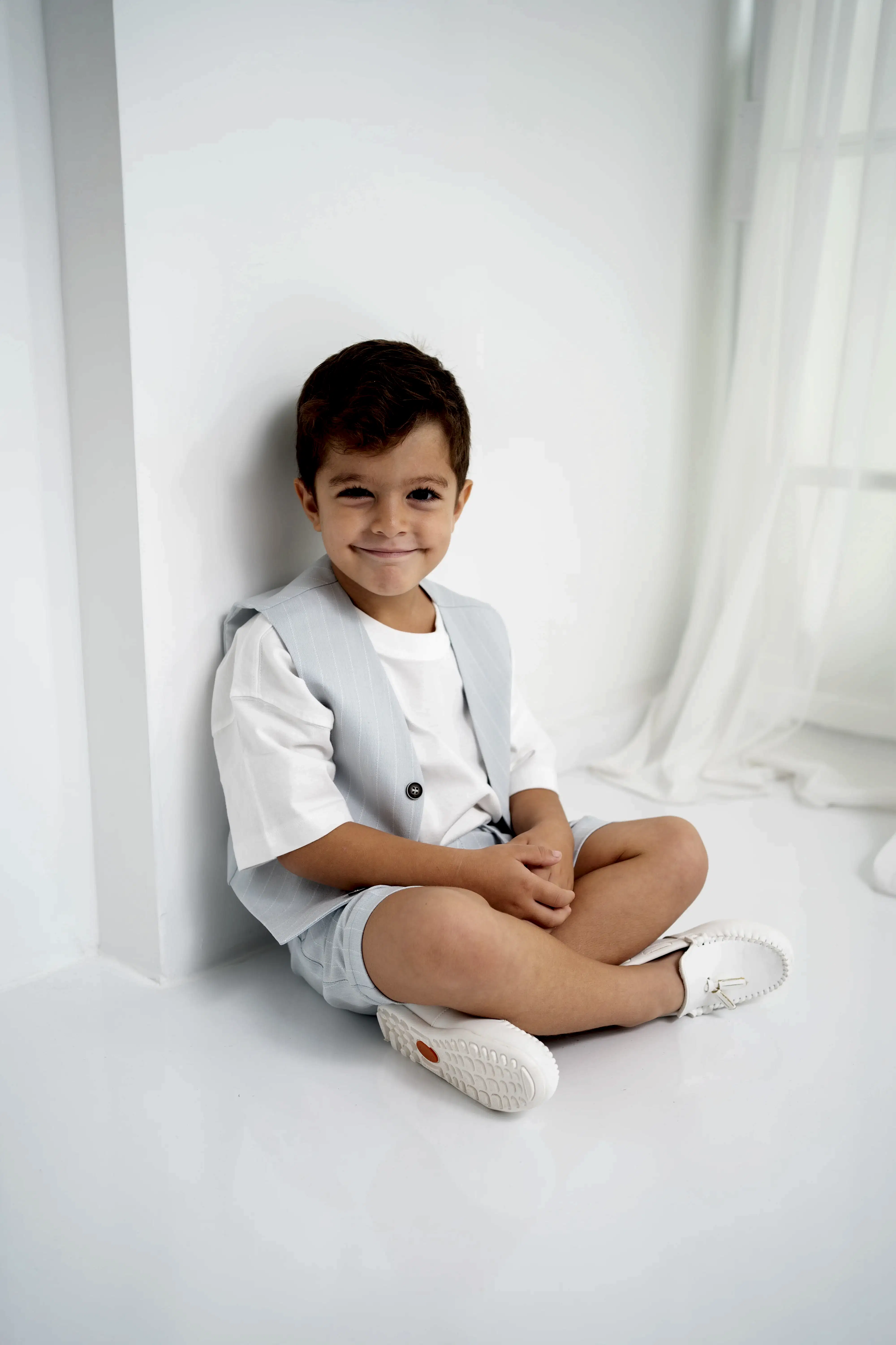 Bebe Mavi Çizgili Erkek Çocuk 3’lü Takım – Pantolon , Şort ,Thişört