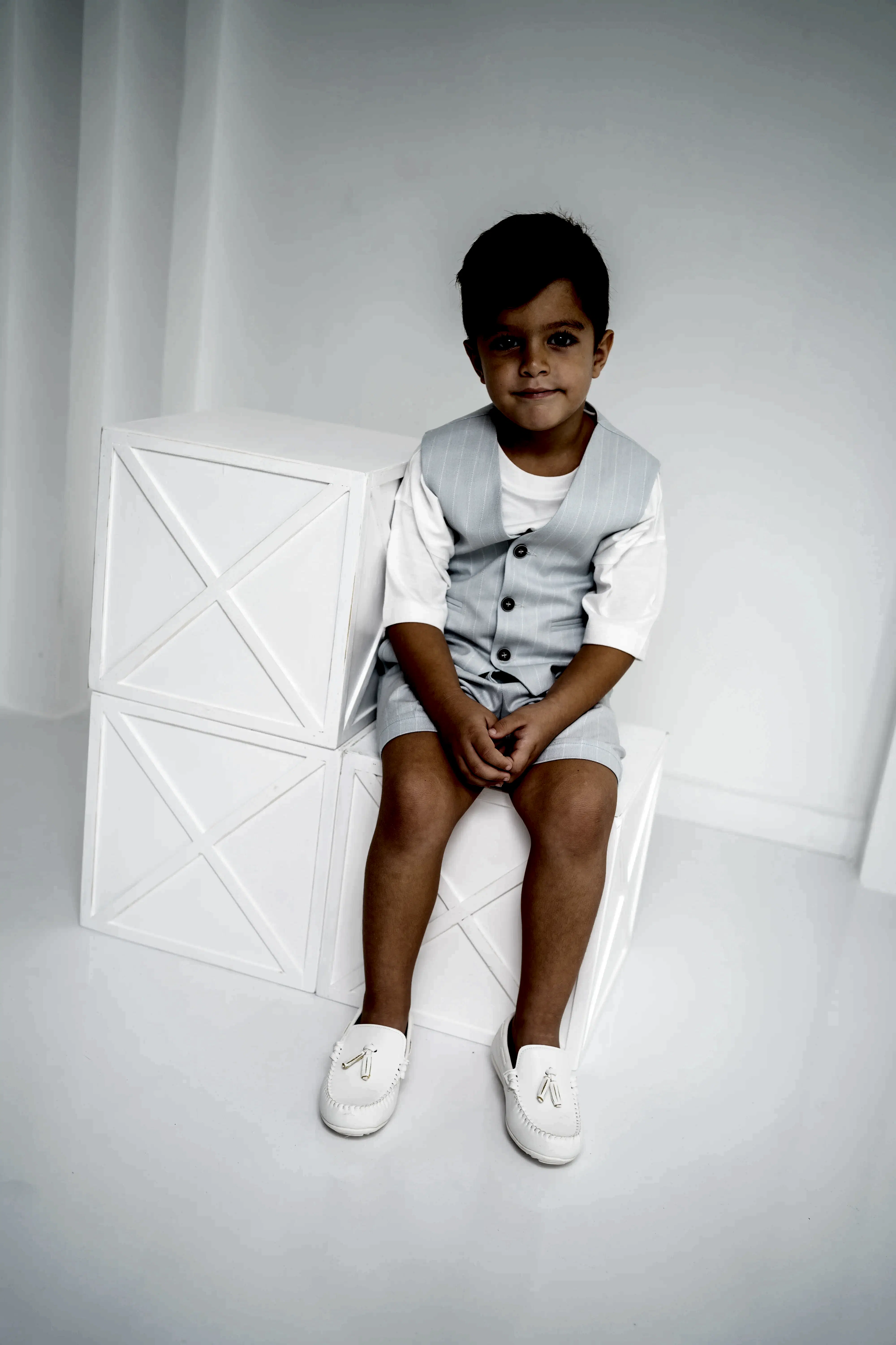 Bebe Mavi Çizgili Erkek Çocuk 3’lü Takım – Pantolon , Şort ,Thişört