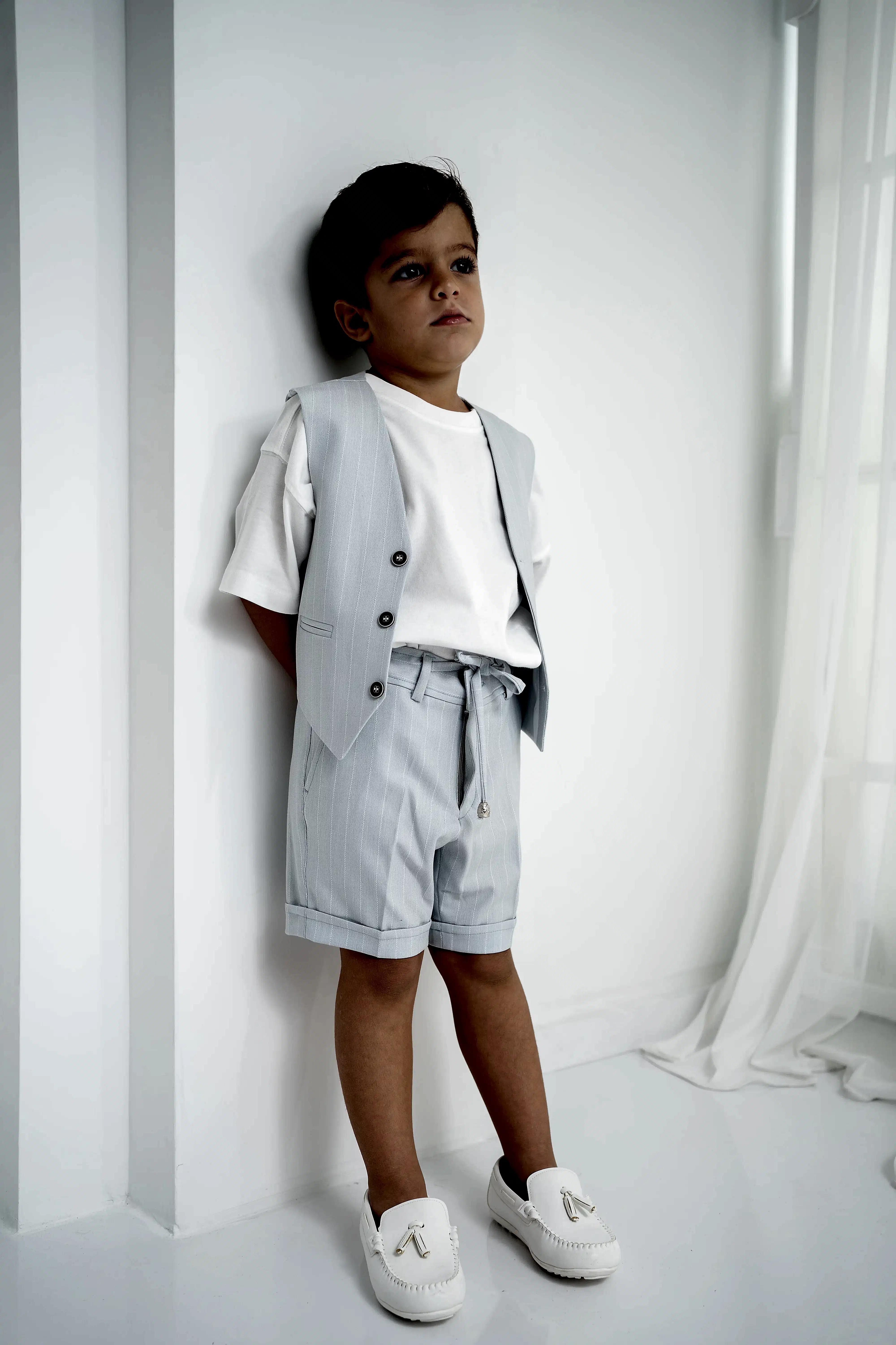 Bebe Mavi Çizgili Erkek Çocuk 3’lü Takım – Pantolon , Şort ,Thişört