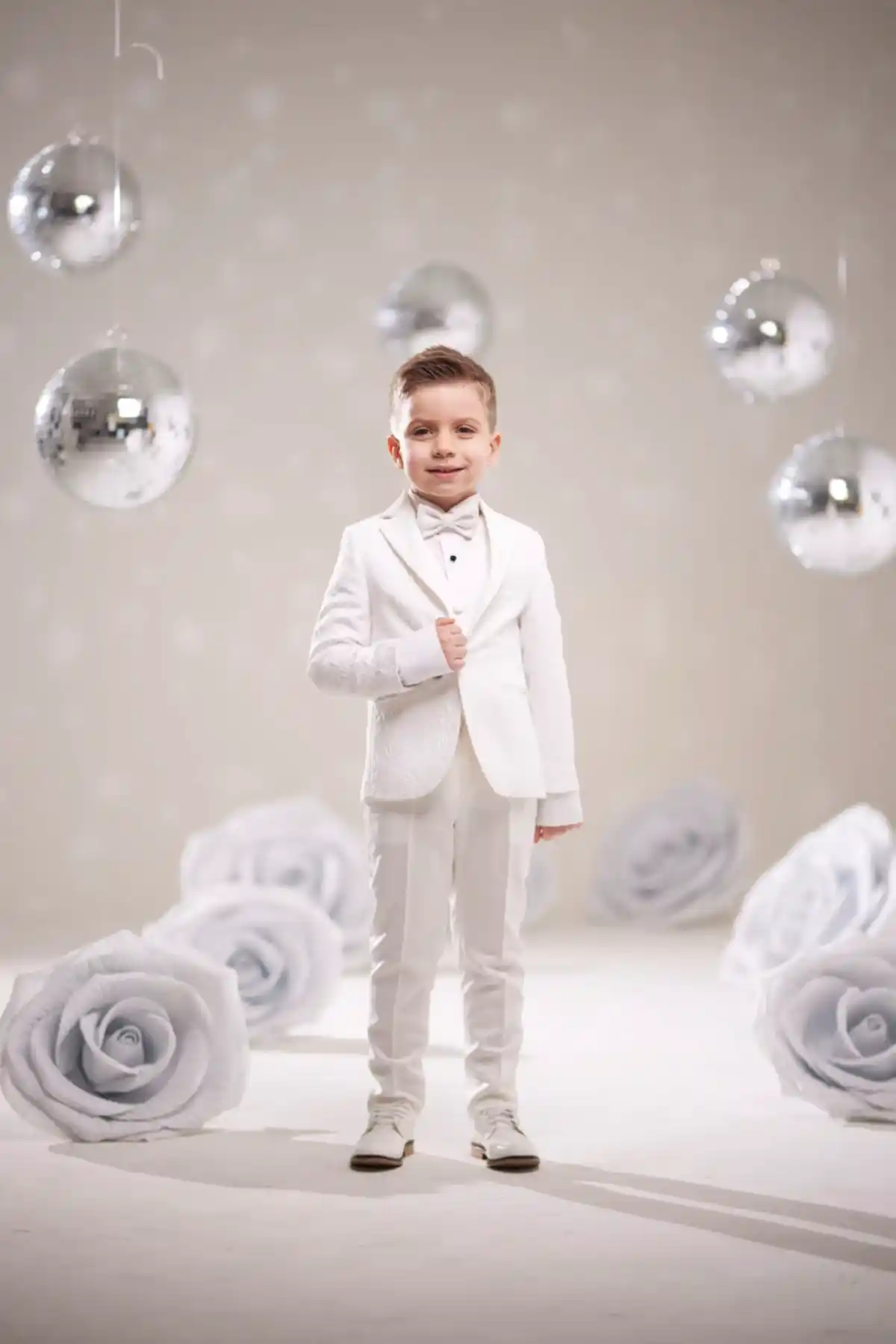 Erkek Çocuk Smokin Takım Elbise Krem