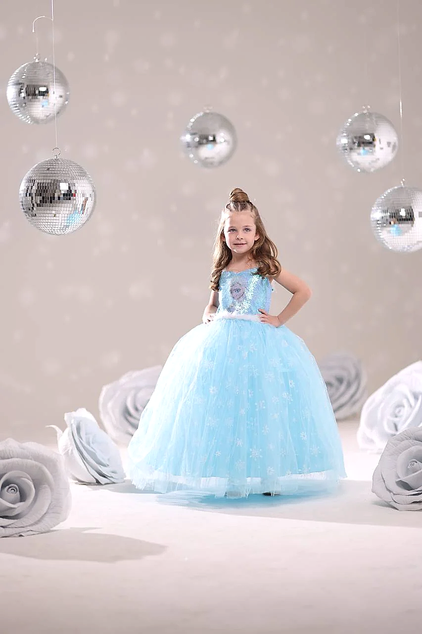 Mavi Resimli Elsa Kostüm