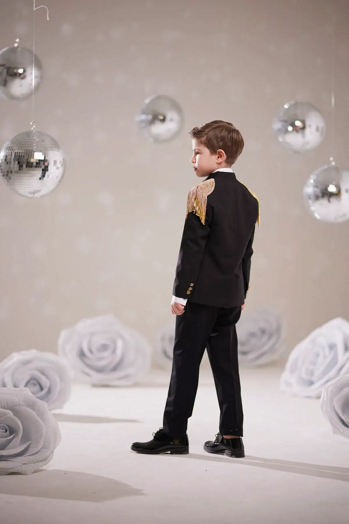 Royal Çocuk Apoletli Taşlı Özel Tasarım Takım Elbise