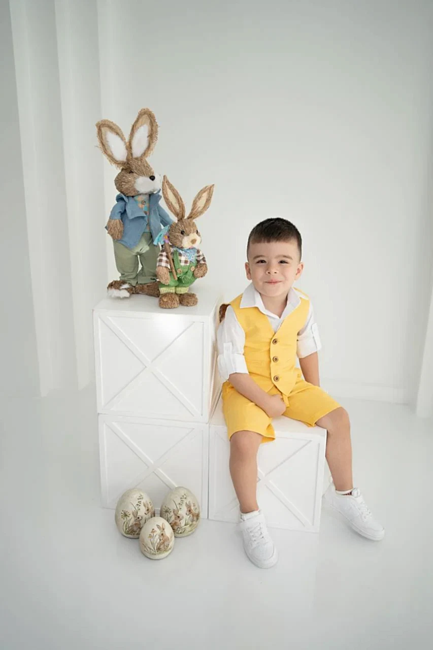 Çocuk Keten Yelek Şort Tişört Takımı (1-10 Yaş)