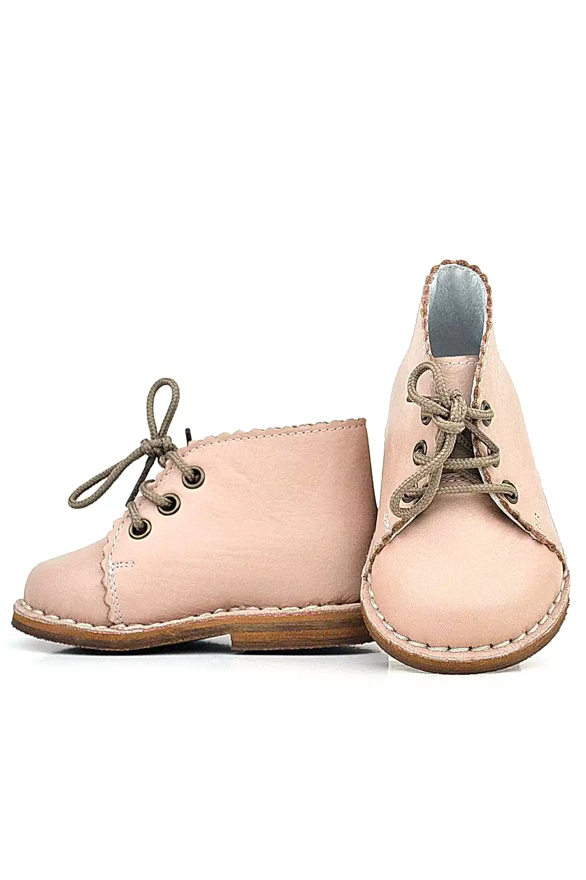 Pudra Pembe El Yapımı Deri Bebek Botu