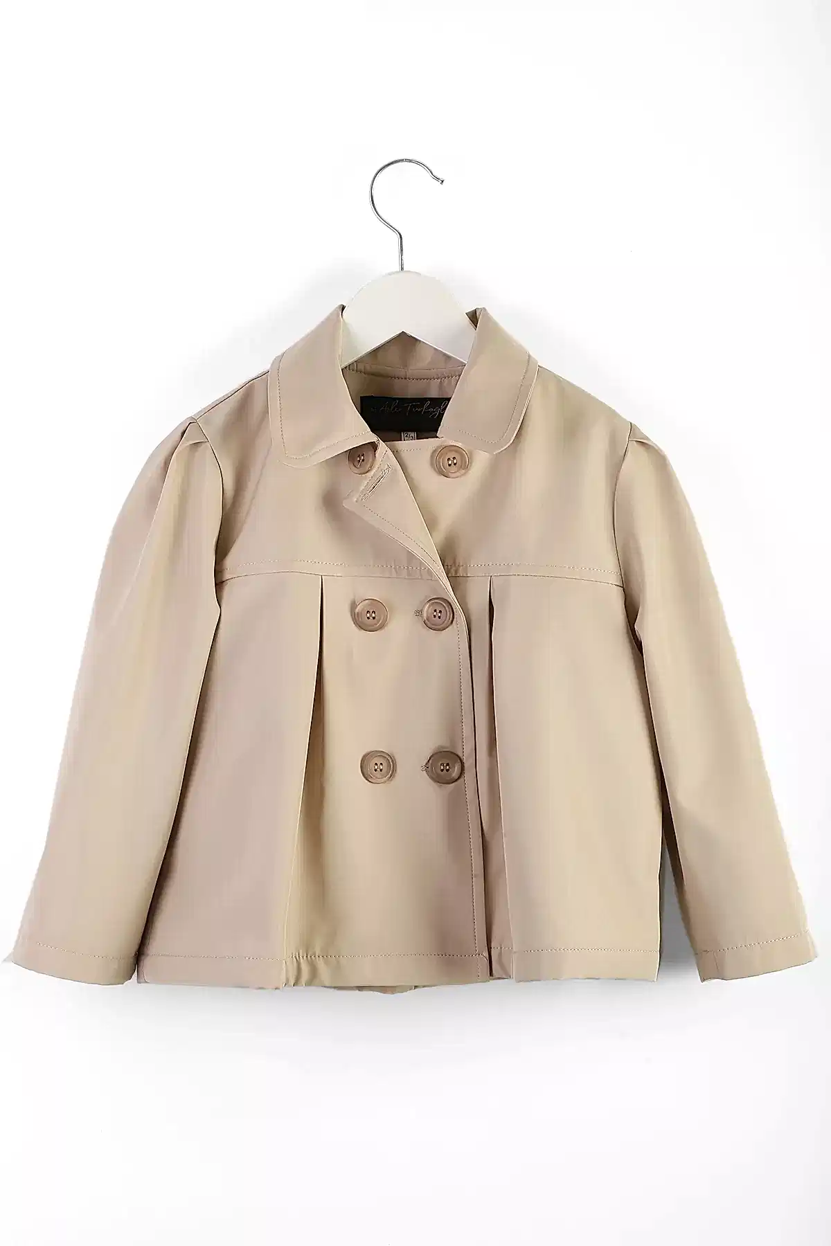 Kız Çocuk Bej Trençkot – Su Geçirmez, Düğmeli, Şık Dış Giyim