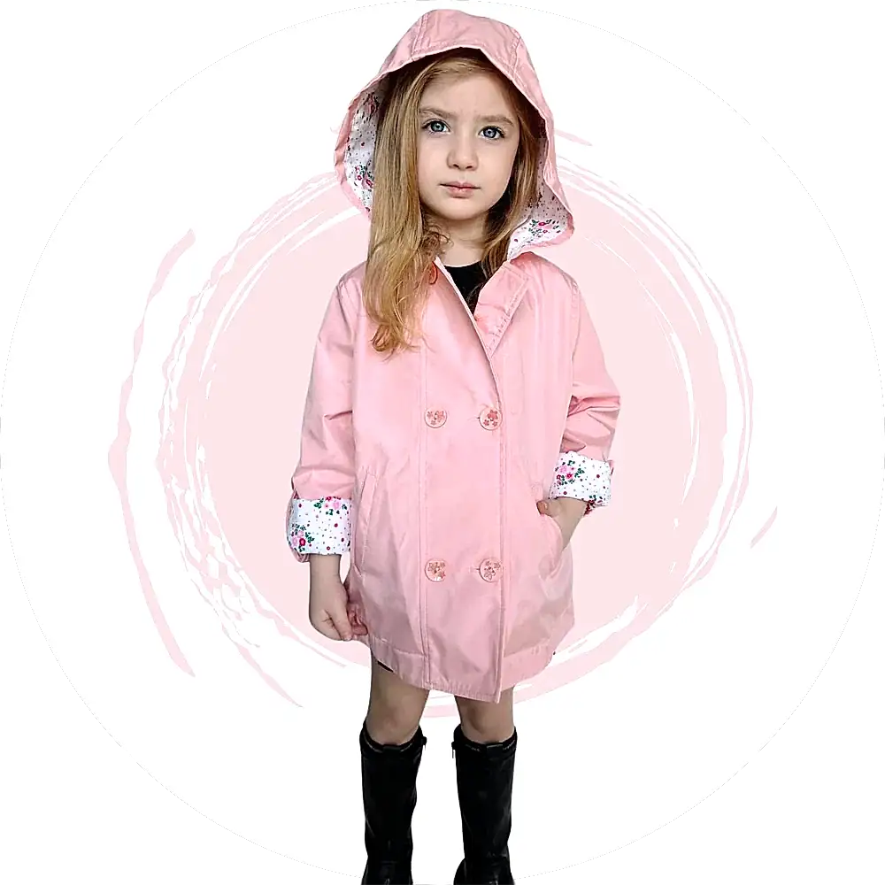 Kız Çocuk Kapşonlu Trençkot Pembe