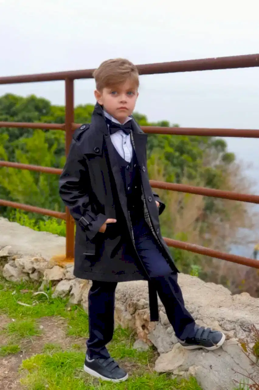 Erkek Çocuk Siyah Trençkot