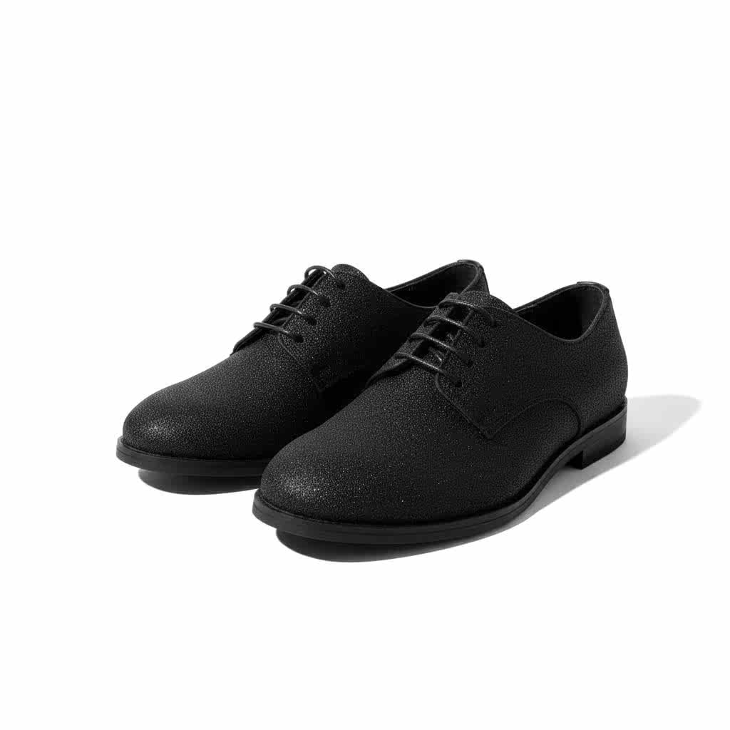 Siyah Simli Dokulu Klasik Çocuk Ayakkabısı | Bağcıklı Özel Gün Ayakkabısı