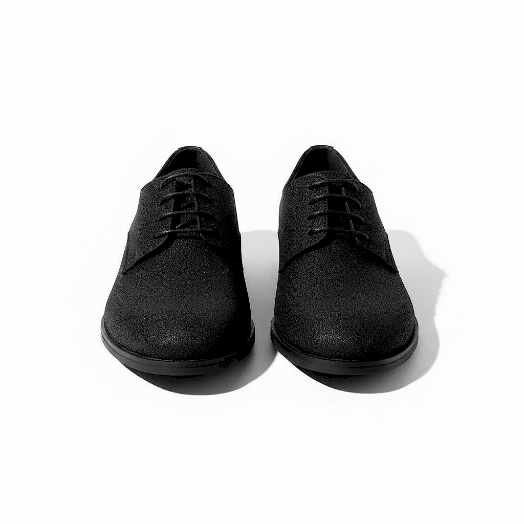 Siyah Simli Dokulu Klasik Çocuk Ayakkabısı | Bağcıklı Özel Gün Ayakkabısı