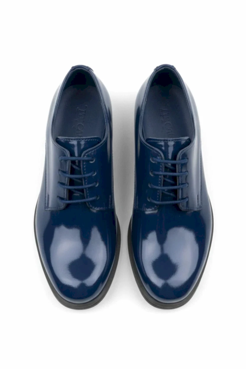 Lacivert Rugan Klasik Çocuk Ayakkabısı Bağcıklı Özel Gün Ayakkabısı