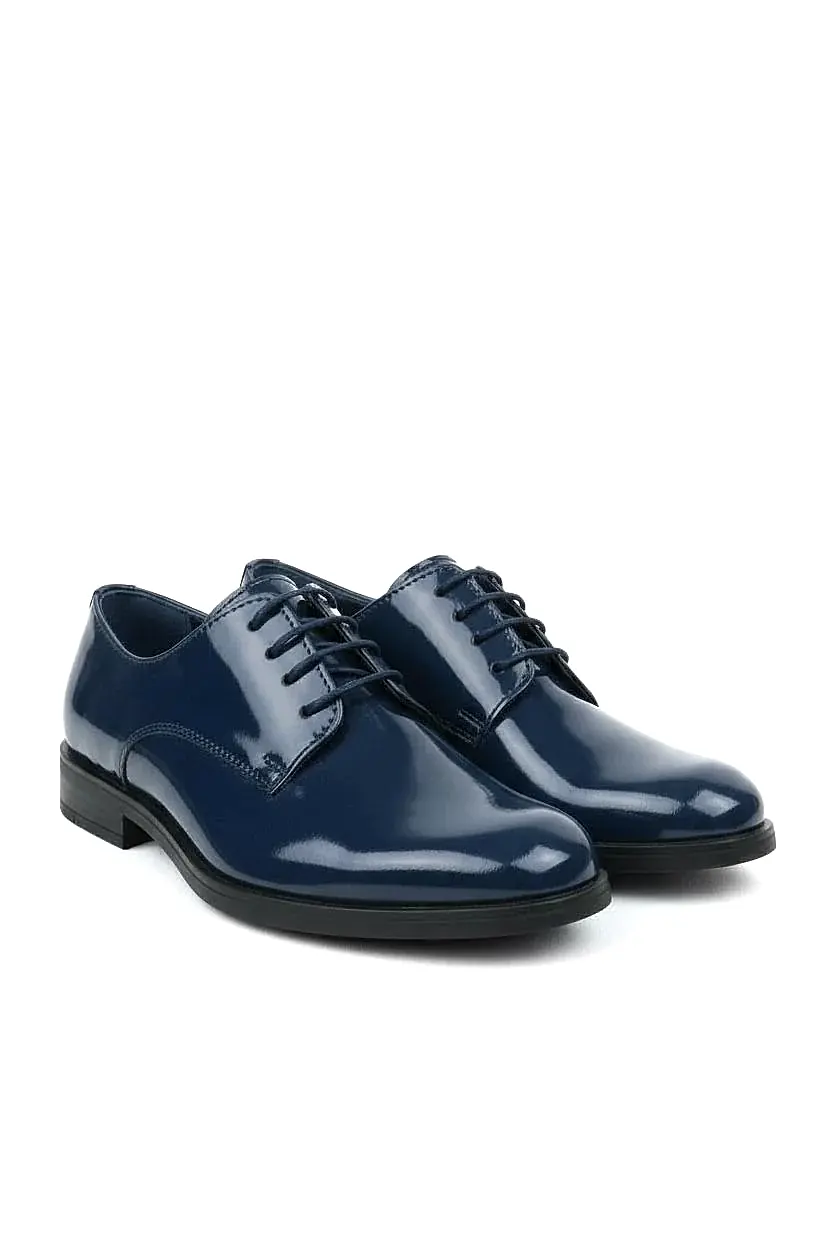 Lacivert Rugan Klasik Çocuk Ayakkabısı  Bağcıklı Özel Gün Ayakkabısı